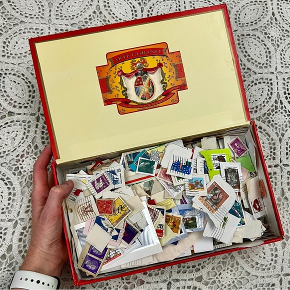 Other - Cigar box full of postage stamps